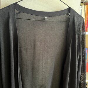 NEW NEVER WORN | UNIQLO BLACK SHEER MID HIP LENGTH MODAL CARDIGAN | SIZE M